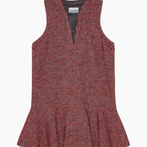 Woollen Check Mini Dress W0032 - Racing Red - GANNI - Tern L