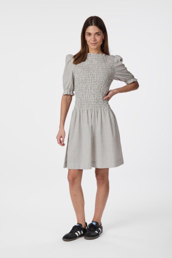 Polkis Small Check kjole - creme