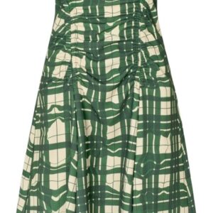 2429 Checkered Cady, Sleeveless Gathered Midi Dress