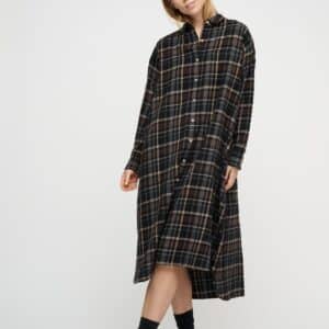 Floret Check skjortekjole - brun/sort