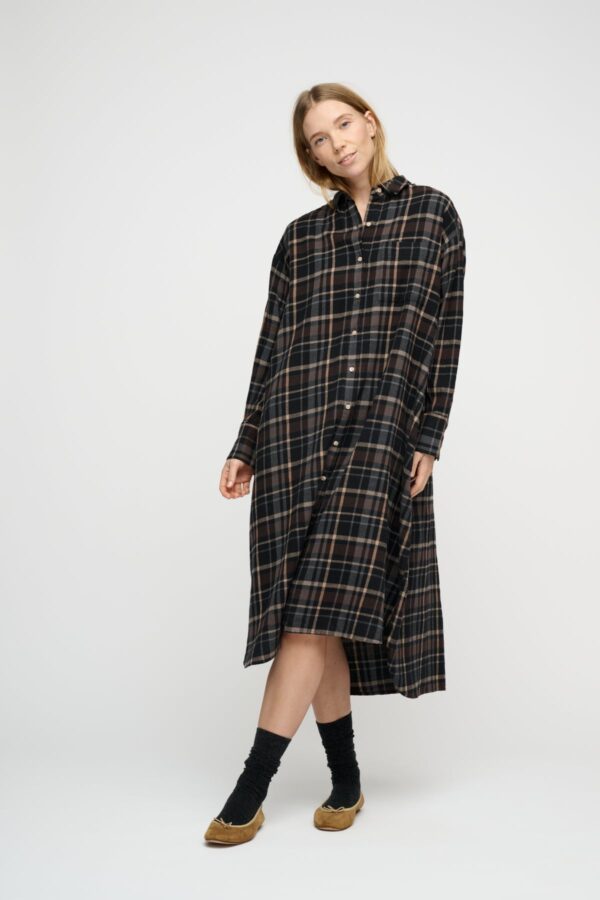Floret Check skjortekjole - brun/sort
