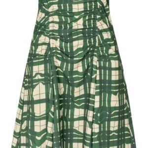 2429 Checkered Cady, Sleeveless Gathered Midi Dress